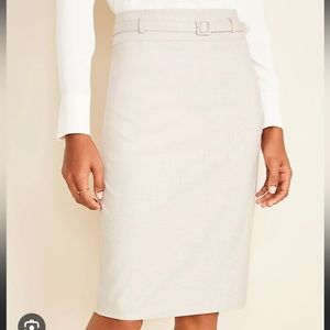 Ann Taylor Petite Belted Pencil Skirt in Crosshatch